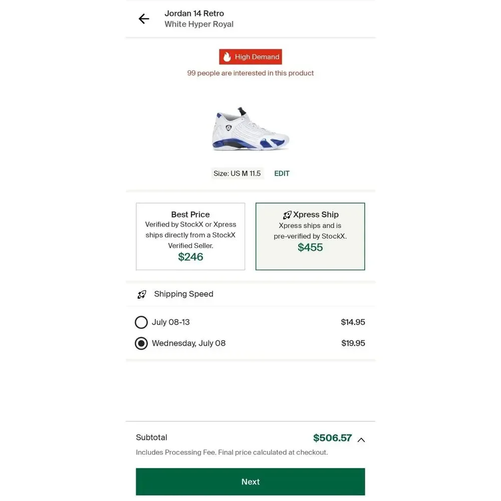 Size 11.5 - Jordan 14 Retro White Hyper Royal - 487471-104 - RETAIL $510